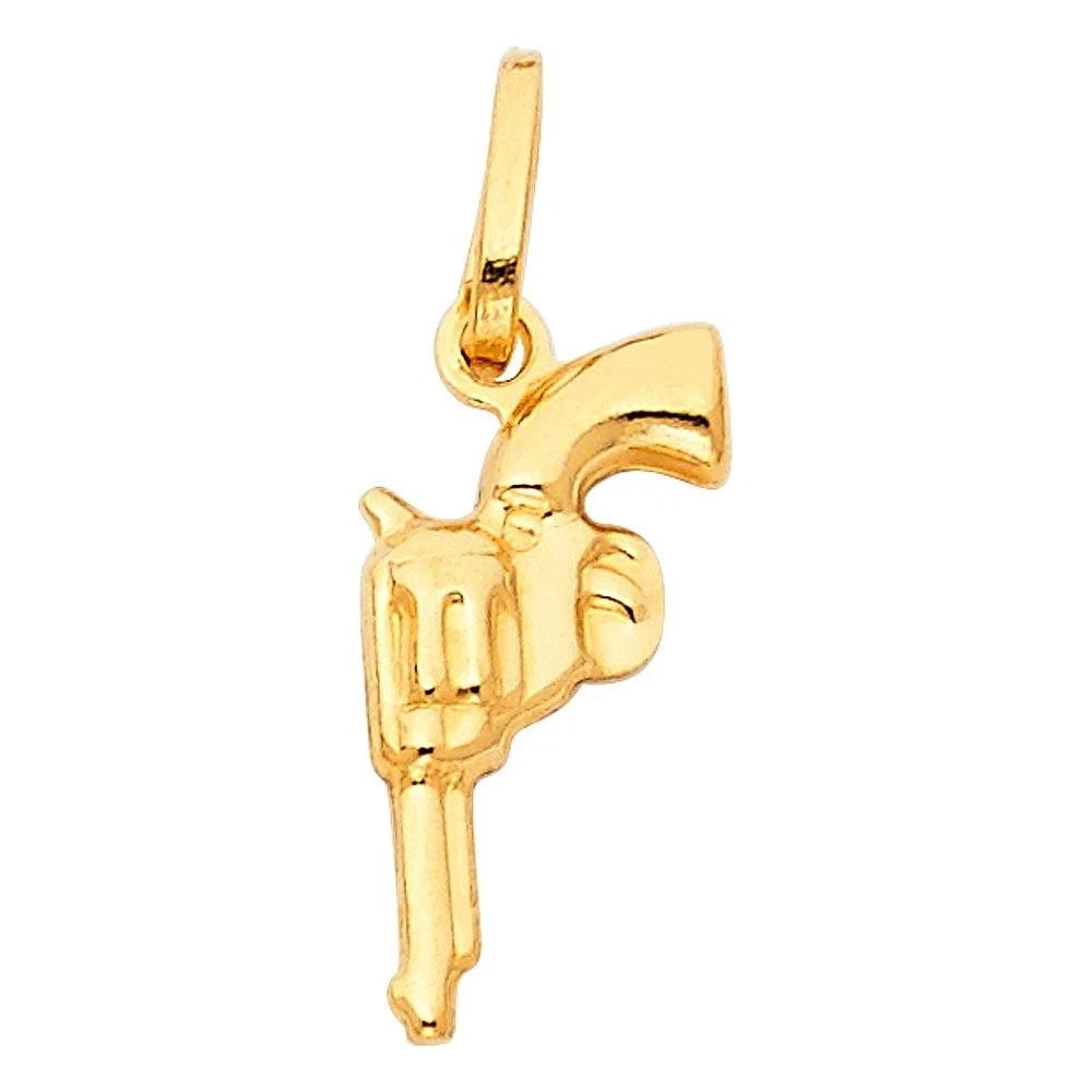 NEW 14K YELLOW GOLD HOLLOW GUN PENDANT (PT481) (1 of 2)