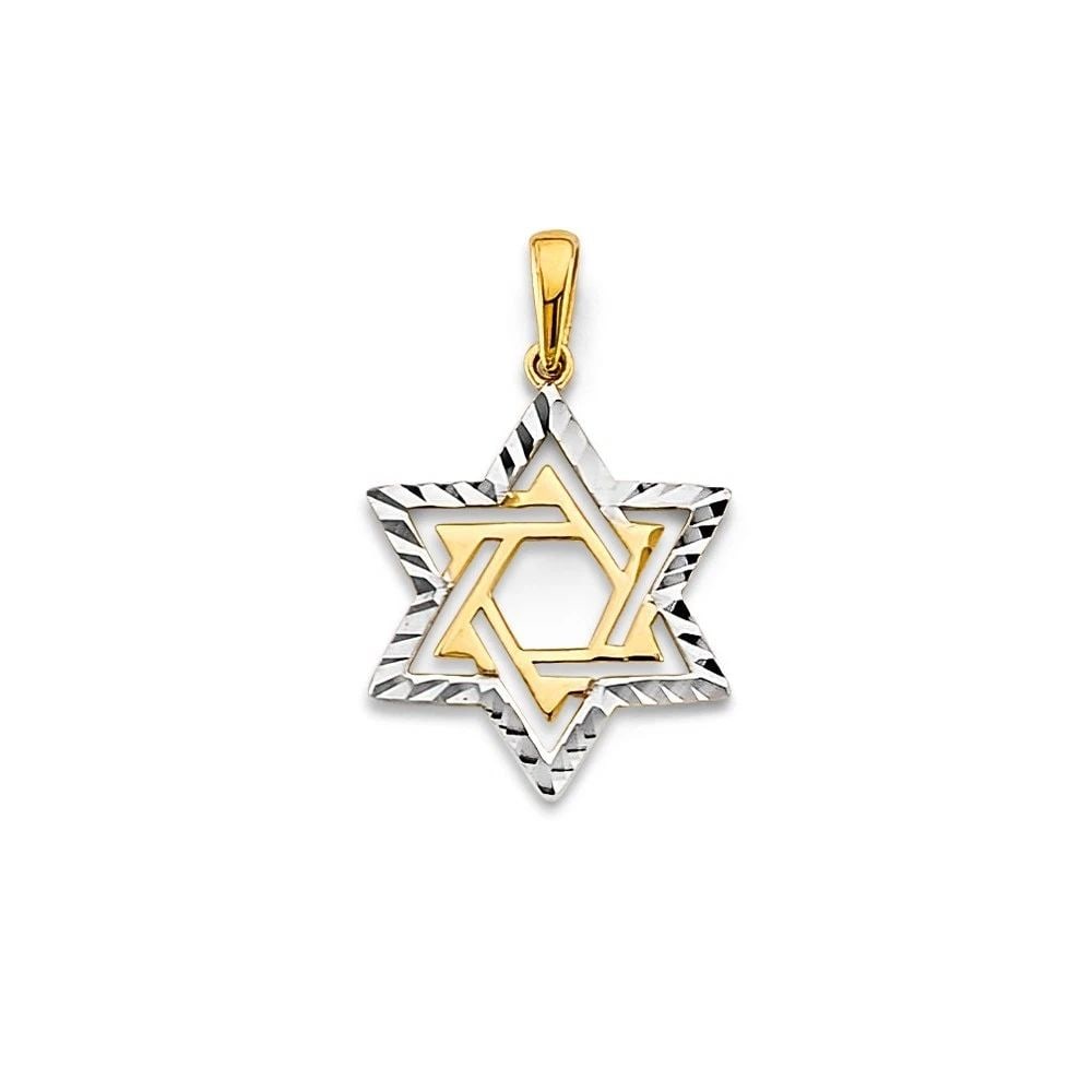 NEW 14K TWO TONE GOLD STAR OF DAVID PENDANT (1 of 2)