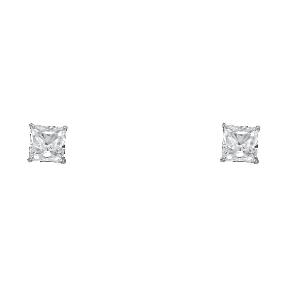 NEW 14K WHITE GOLD PRINCESS 5MM STUD EARRINGS: NEW 14K WHITE GOLD PRINCESS 5MM STUD EARRINGSPRINCESS 5MM STUD EARRINGSNEW 14KWHITE GOLD
