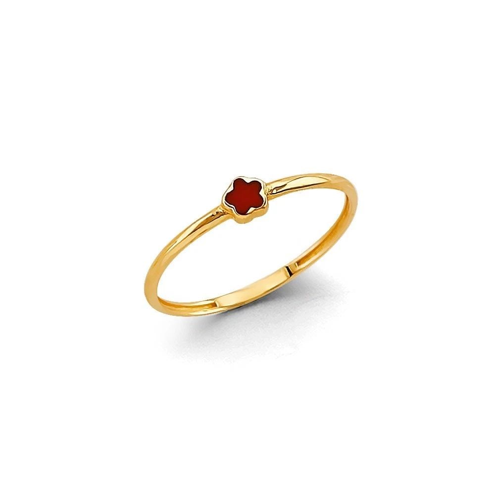 NEW 14K YELLOW GOLD ENAMEL FLOWER STACKABLE RING: NEW 14K YELLOW GOLD ENAMEL FLOWER STACKABLE RINGENAMEL FLOWER STACKABLE RINGNEW 14KYELLOW GOLDWIDTH :WEIGHT : 0.7g
