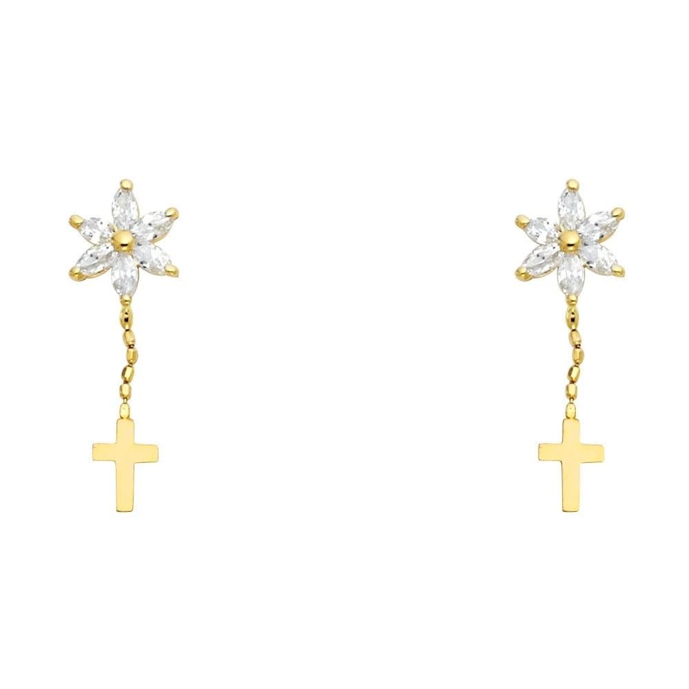 NEW 14K YELLOW GOLD DANGLE STUD EARRINGS WITH SCREW BACK: NEW 14K YELLOW GOLD DANGLE STUD EARRINGS WITH SCREW BACKDANGLE STUD EARRINGS WITH SCREW BACKNEW 14KYELLOW GOLD