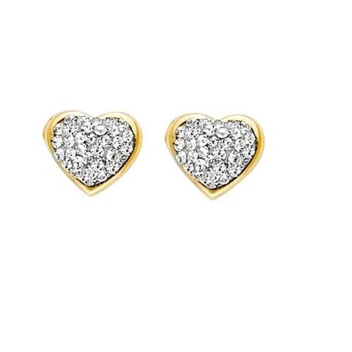 NEW 14K YELLOW GOLD HEART BUTTON EARRINGS WITH SCREW BACK (1 of 2)