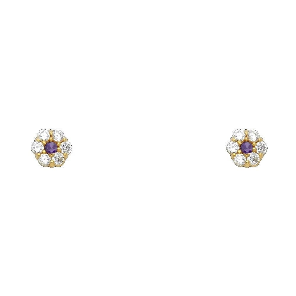NEW 14K YELLOW GOLD FLOWER 6 LEAF SCREW BACK STUD EARRINGS (FEB): NEW 14K YELLOW GOLD FLOWER 6 LEAF SCREW BACK STUD EARRINGS (FEB)FLOWER 6 LEAF SCREW BACK STUD EARRINGS (FEB)NEW 14KYELLOW GOLD