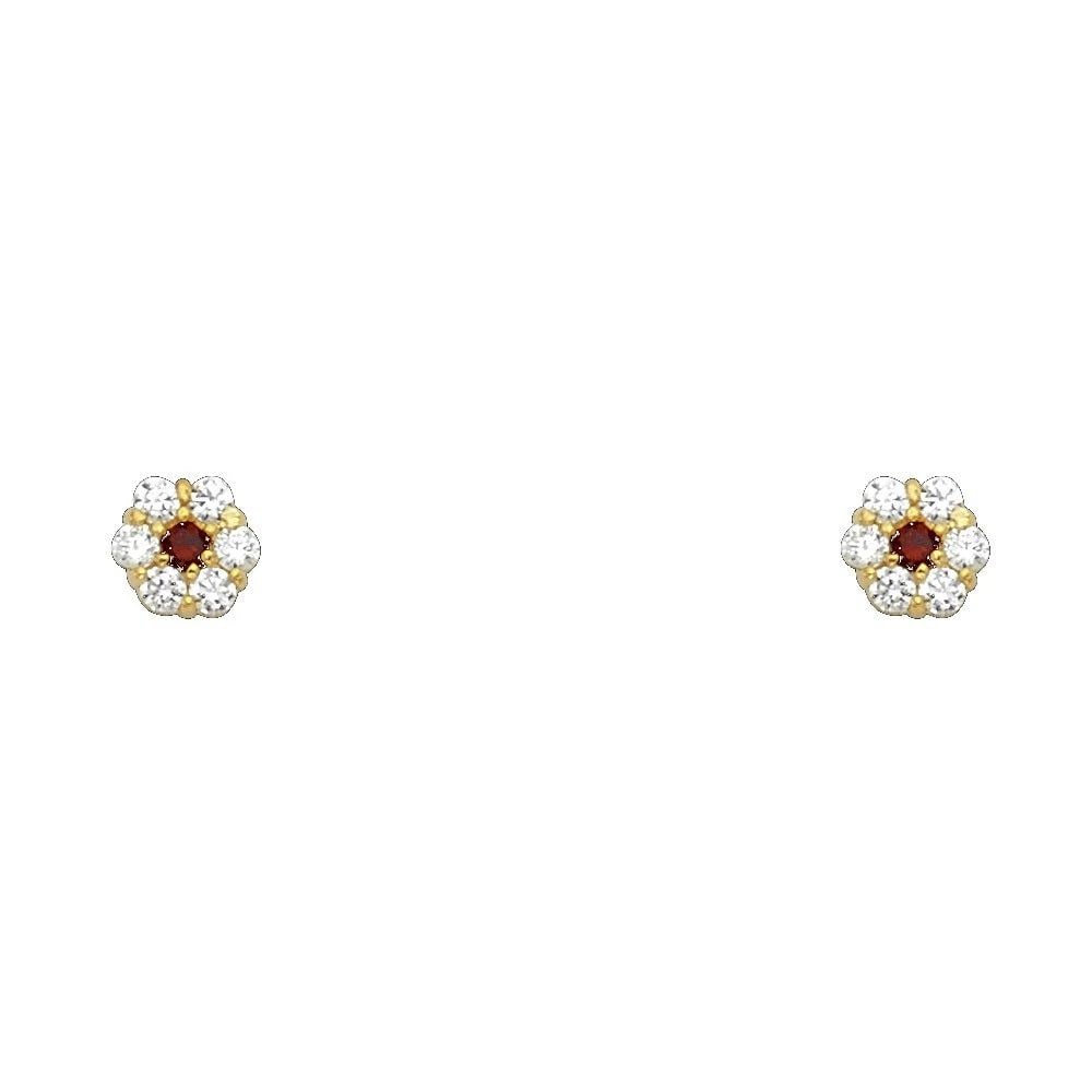 NEW 14K YELLOW GOLD FLOWER 6 LEAF SCREW BACK STUD EARRINGS (JAN) (1 of 2)