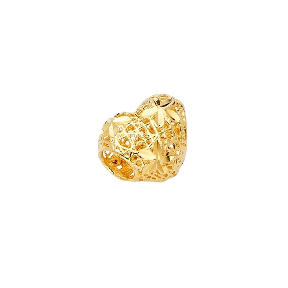 NEW 14K YELLOW GOLD FILIGREE HEART SLIDER CHARM FOR MIX&MATCH BRACELET: NEW 14K YELLOW GOLD FILIGREE HEART SLIDER CHARM FOR MIX&MATCH BRACELETFILIGREE HEART SLIDER CHARM FOR MIX&MATCH BRACELETNEW 14KYELLOW GOLDHeight : 10 mmWidth : 10 mmApx. WEIGHT : 0.7g