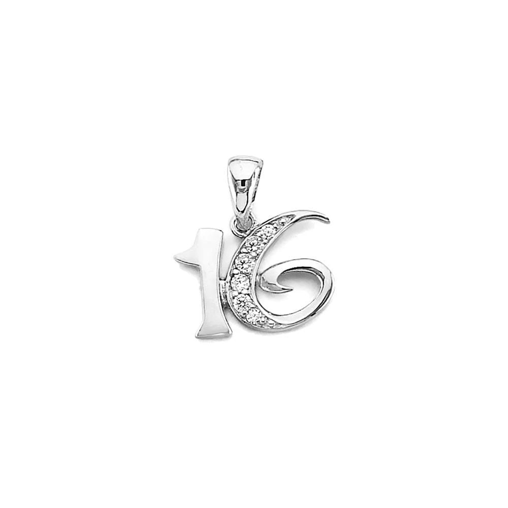 NEW 14K WHITE GOLD 16 YEARS PENDANT: NEW 14K WHITE GOLD 16 YEARS PENDANT16 YEARS PENDANTNEW 14KWHITE GOLDHeight : 15 mmWidth : 17 mmApx. WEIGHT : 0.7g