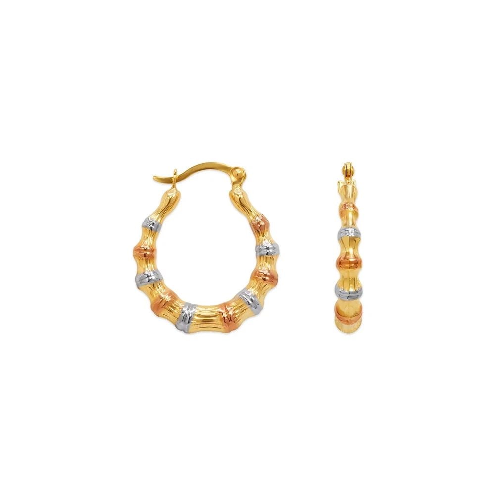 NEW 14K TRICOLOR GOLD HOLLOW BABY SHRIMP HOOP EARRINGS (1 of 2)