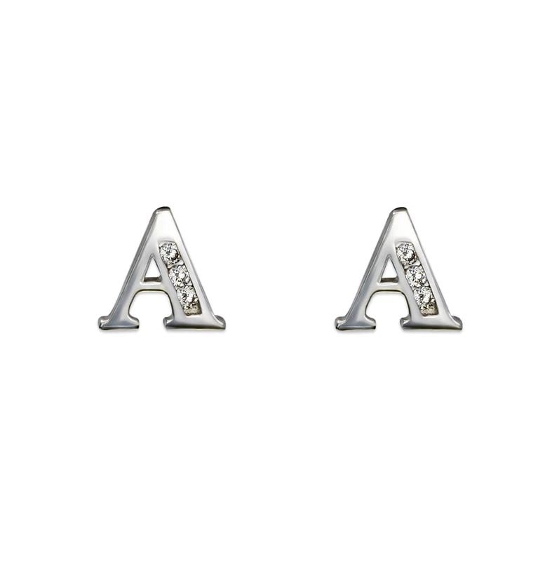 NEW 14K WHITE GOLD INITIAL "A" STUD EARRINGS: NEW 14K WHITE GOLD INITIAL "A" STUD EARRINGSINITIAL "A" STUD EARRINGSNEW 14KWHITE GOLDWidth: Approx. 7x7mmApx WEIGHT: 0.7g