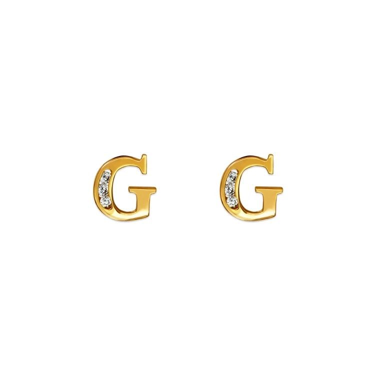 NEW 14K YELLOW GOLD INITIAL "G" STUD EARRINGS: NEW 14K YELLOW GOLD INITIAL "G" STUD EARRINGSINITIAL "G" STUD EARRINGSNEW 14KYELLOW GOLDWidth: Approx. 6.5x7mmApx WEIGHT: 0.7g