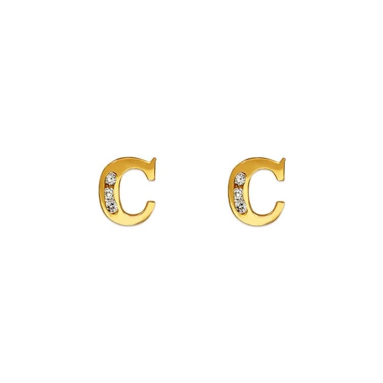 NEW 14K YELLOW GOLD INITIAL "C" STUD EARRINGS: NEW 14K YELLOW GOLD INITIAL "C" STUD EARRINGSINITIAL "C" STUD EARRINGSNEW 14KYELLOW GOLDWidth: Approx. 5.5x7mmApx WEIGHT: 0.7g