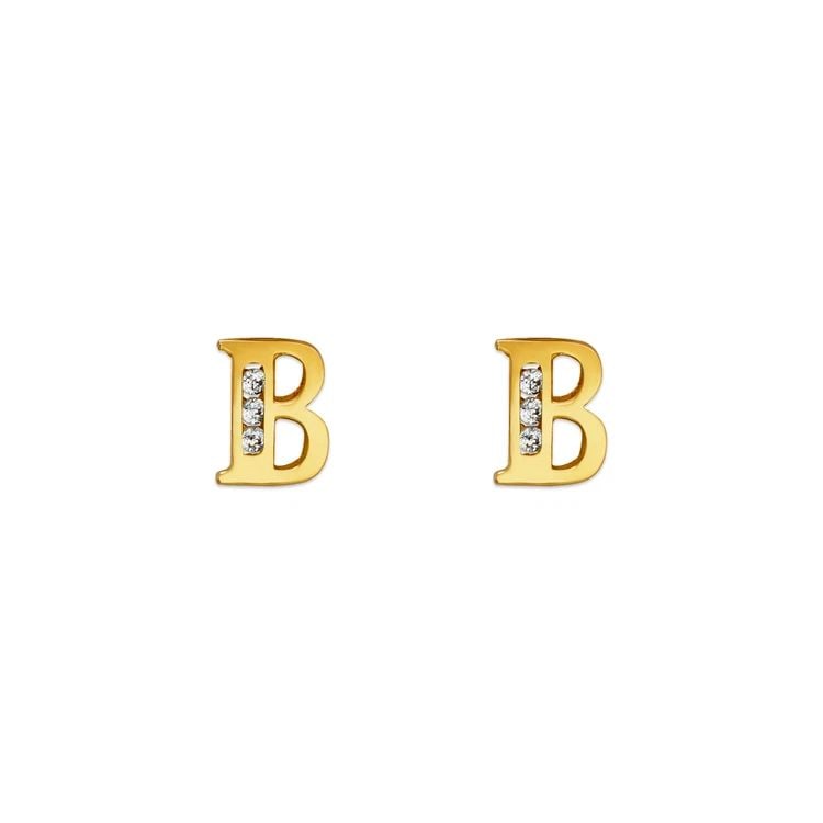NEW 14K YELLOW GOLD INITIAL "B" STUD EARRINGS: NEW 14K YELLOW GOLD INITIAL "B" STUD EARRINGSINITIAL "B" STUD EARRINGSNEW 14KYELLOW GOLDWidth: Approx. 5x7mmApx WEIGHT: 0.7g
