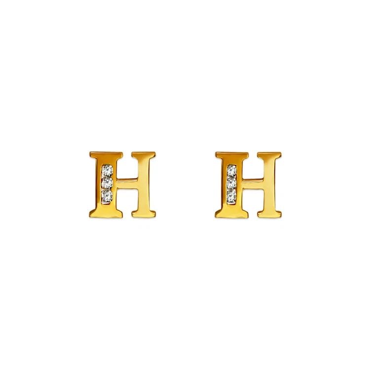 NEW 14K YELLOW GOLD INITIAL "H" STUD EARRINGS: NEW 14K YELLOW GOLD INITIAL "H" STUD EARRINGSINITIAL "H" STUD EARRINGSNEW 14KYELLOW GOLDWidth: Approx. 7x7mmApx WEIGHT: 0.7g