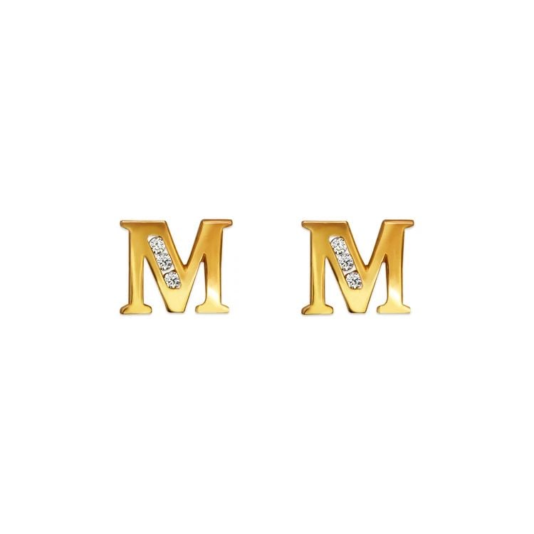 NEW 14K YELLOW GOLD INITIAL "M" STUD EARRINGS: NEW 14K YELLOW GOLD INITIAL "L" STUD EARRINGSINITIAL "L" STUD EARRINGSNEW 14KYELLOW GOLDWidth: Approx. 5x7mmApx WEIGHT: 0.7g