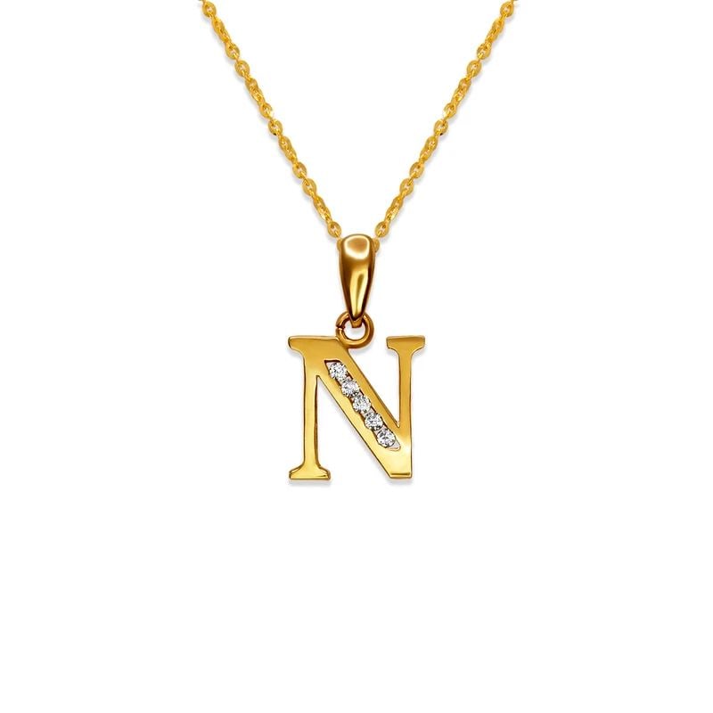 NEW 14K YELLOW GOLD INITIAL "N" PENDANT (1 of 2)