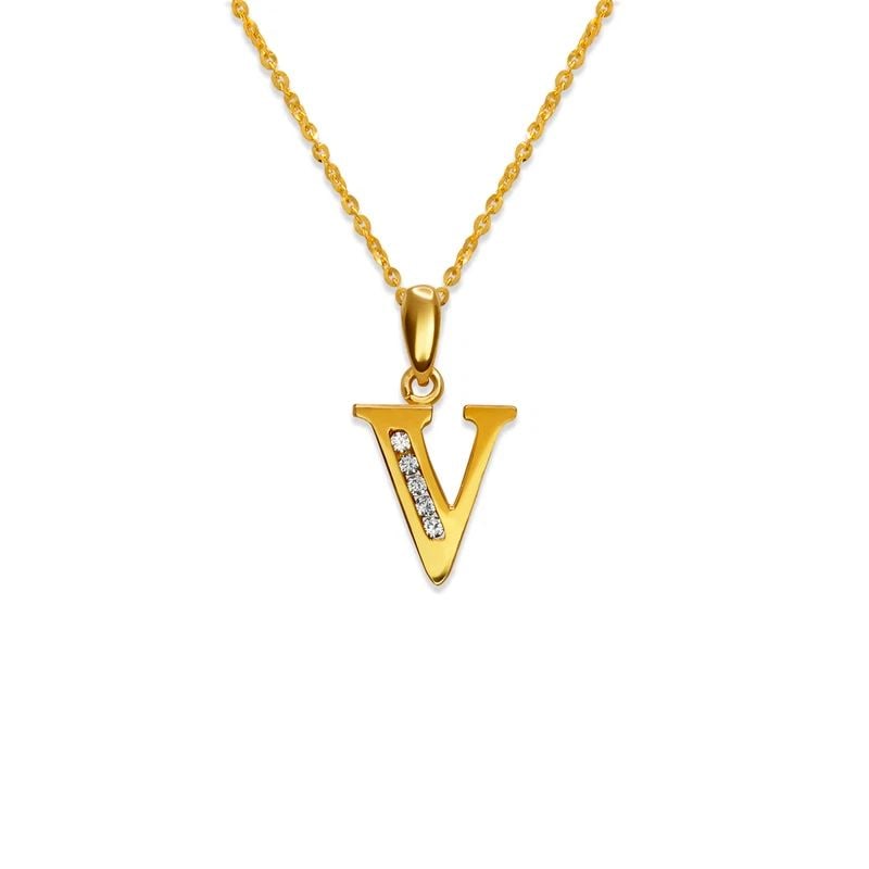 NEW 14K YELLOW GOLD INITIAL "V" PENDANT: NEW 14K YELLOW GOLD INITIAL "V" PENDANTINITIAL "V" PENDANTNEW 14KYELLOW GOLDApx. WIDTH: 10x10mmApx WEIGHT: 0.7g