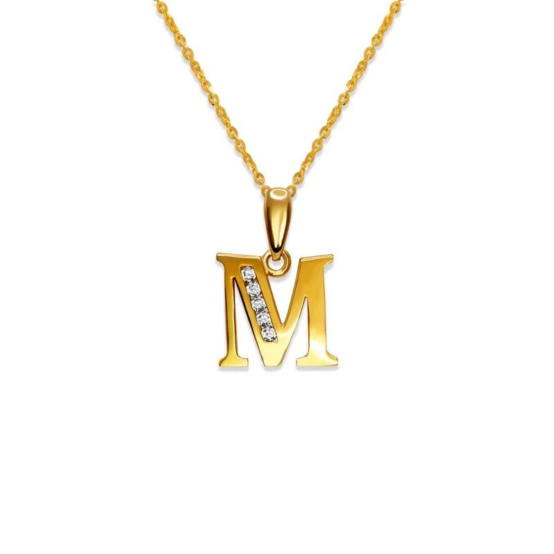NEW 14K YELLOW GOLD INITIAL "M" PENDANT (1 of 2)
