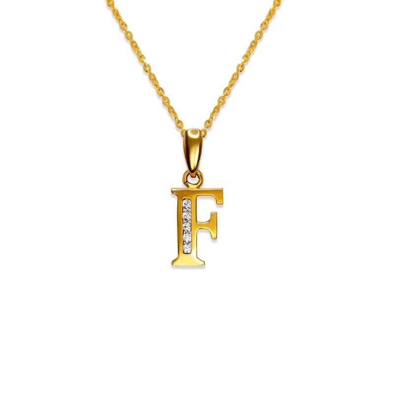 NEW 14K YELLOW GOLD INITIAL "F" PENDANT (1 of 2)