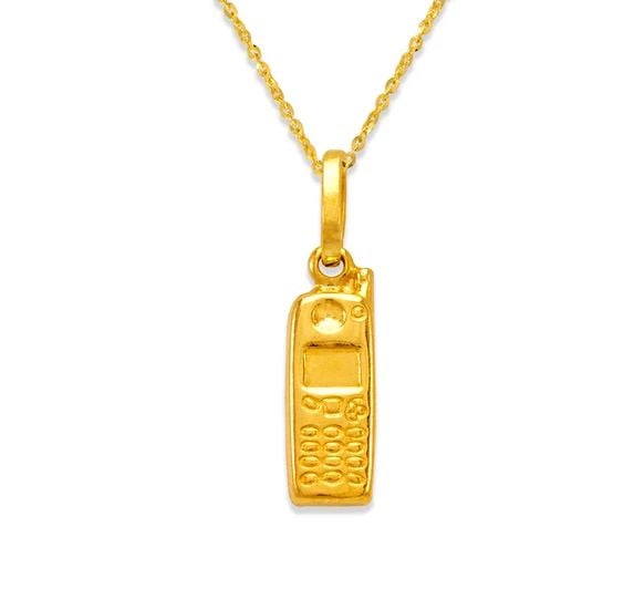 NEW 14K YELLOW GOLD CELL PHONE CHARM PENDANT (1 of 2)
