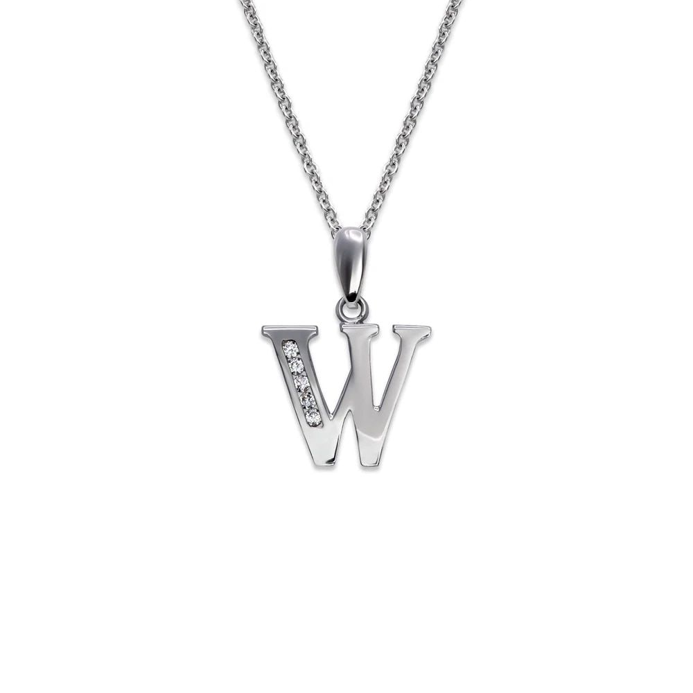 NEW 14K WHITE GOLD INITIAL "W" PENDANT: NEW 14K WHITE GOLD INITIAL "W" PENDANTINITIAL "W" PENDANTNEW 14KWHITE GOLDApx. WIDTH: 12x10mmApx WEIGHT: 0.7g