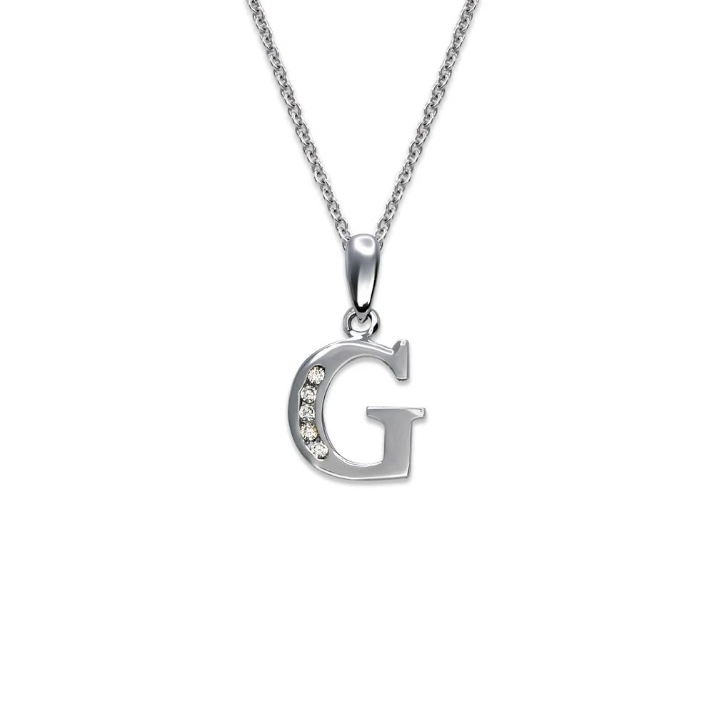 NEW 14K WHITE GOLD INITIAL "G" PENDANT (1 of 2)