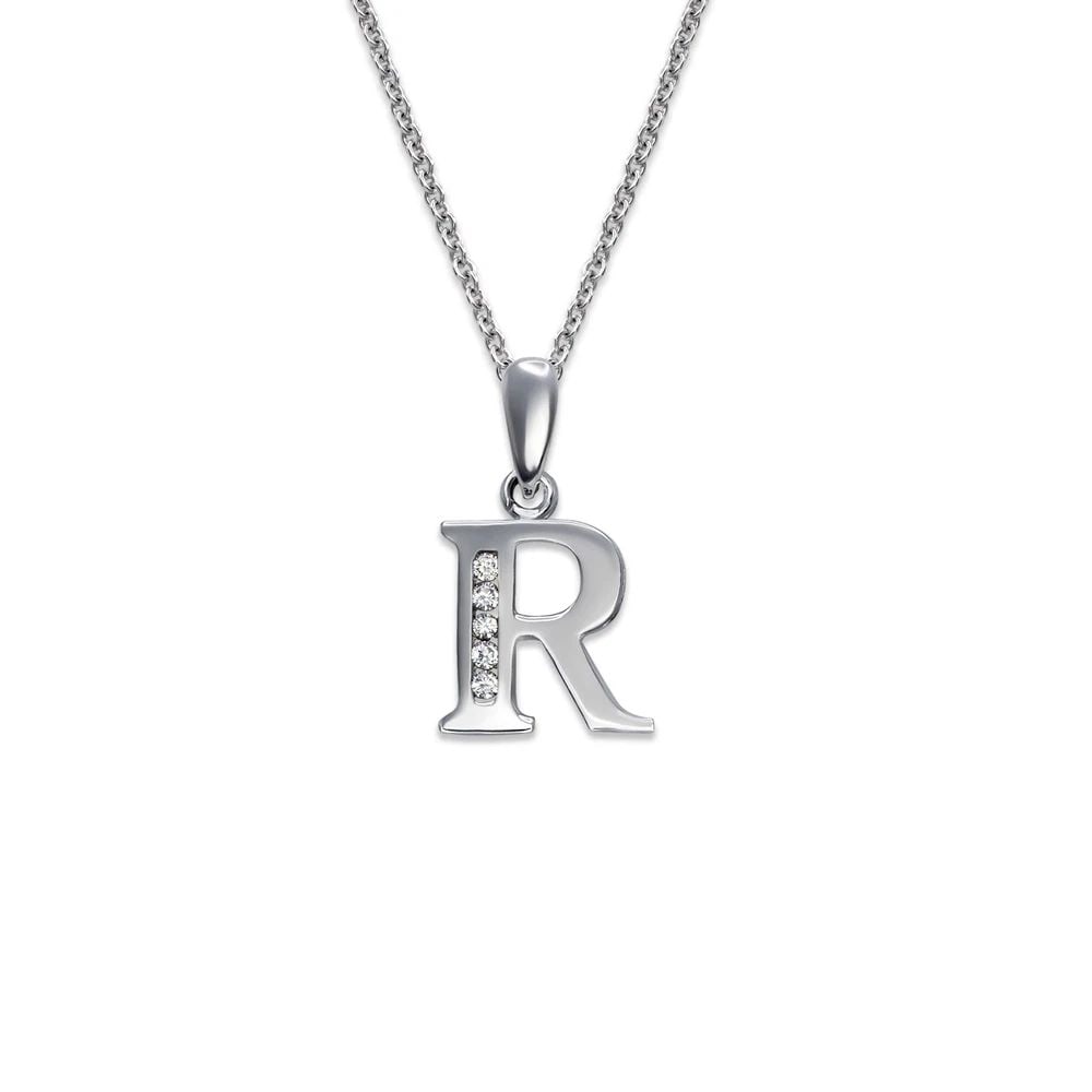 NEW 14K WHITE GOLD INITIAL "R" PENDANT (1 of 2)