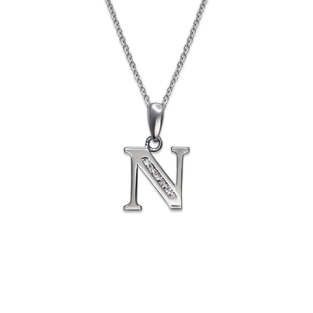 NEW 14K WHITE GOLD INITIAL "N" PENDANT (1 of 2)