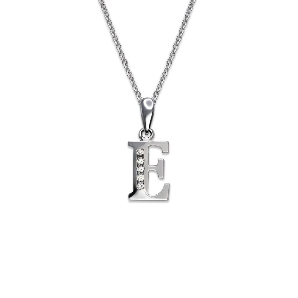 NEW 14K WHITE GOLD INITIAL "E" PENDANT (1 of 2)