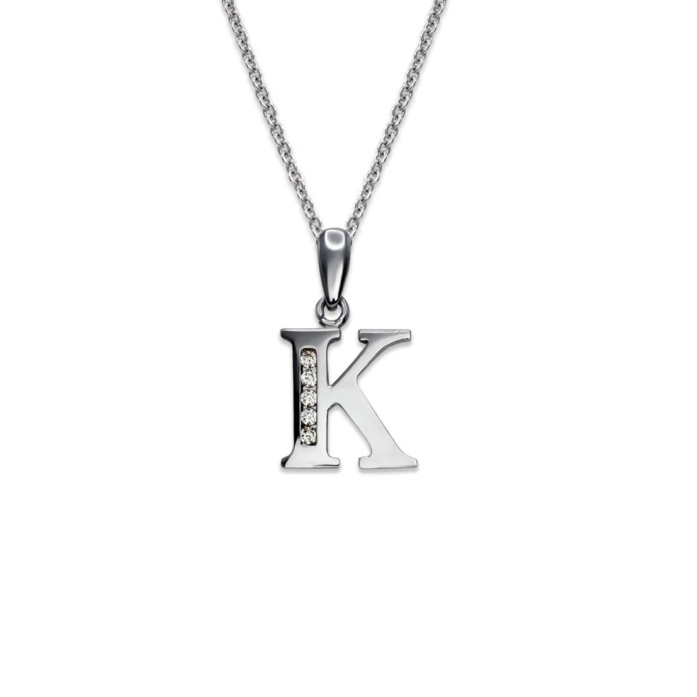 NEW 14K WHITE GOLD INITIAL "K" PENDANT (1 of 2)