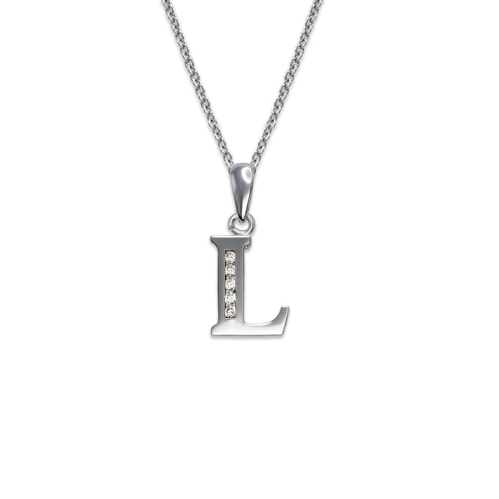 NEW 14K WHITE GOLD INITIAL "L" PENDANT: NEW 14K WHITE GOLD INITIAL "L" PENDANTINITIAL "L" PENDANTNEW 14KWHITE GOLDApx. WIDTH: 7x10mmApx WEIGHT: 0.7g