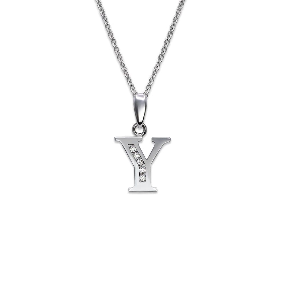 NEW 14K WHITE GOLD INITIAL "Y" PENDANT (1 of 2)