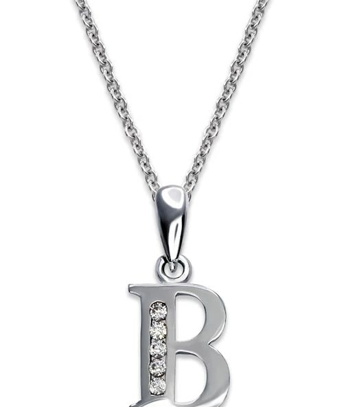 NEW 14K WHITE GOLD INITIAL "B" PENDANT (1 of 2)