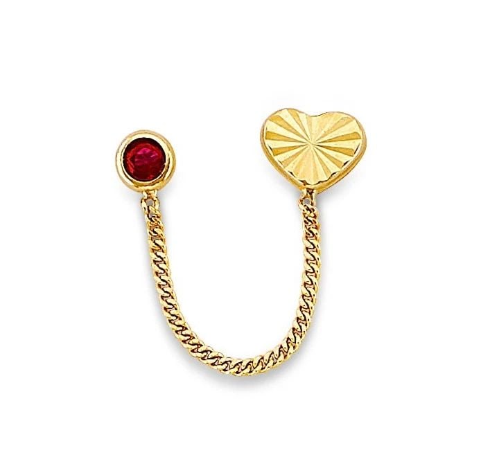 NEW 14K YELLOW GOLD HEART CRAWLER STUD EARRINGS WITH SCREW BACK (1 of 2)