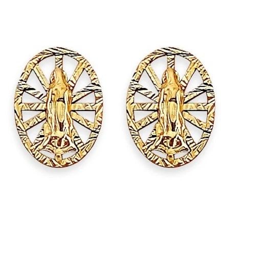 NEW 14K YELLOW GOLD GUADLUPE STUD EARRINGS WITH SCREW BACK: NEW 14K YELLOW GOLD GUADLUPE STUD EARRINGS WITH SCREW BACKGUADLUPE STUD EARRINGS WITH SCREW BACKNEW 14KYELLOW GOLD