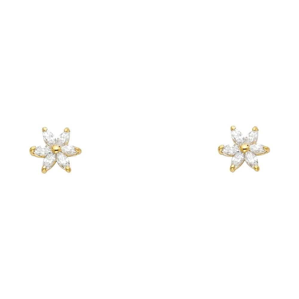 NEW 14K YELLOW GOLD FLOWER STUD EARRINGS: NEW 14K YELLOW GOLD FLOWER STUD EARRINGSFLOWER STUD EARRINGSNEW 14KYELLOW GOLD