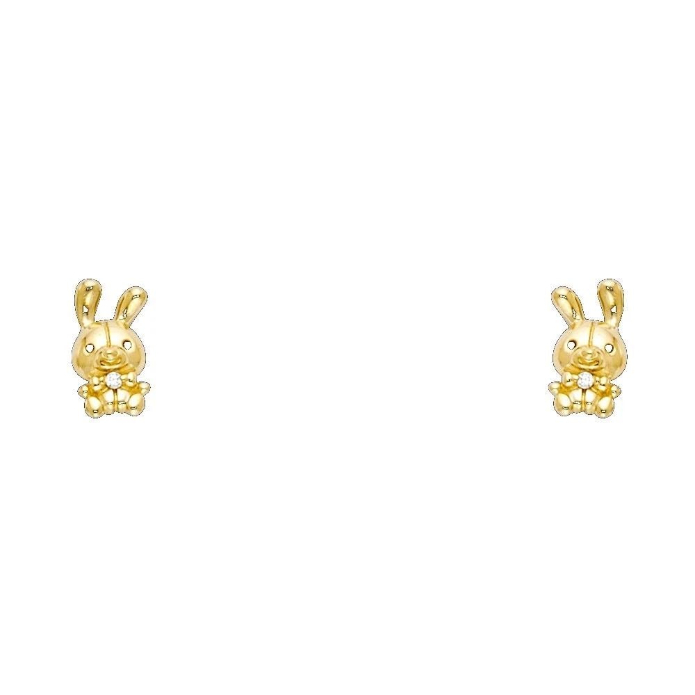 NEW 14K YELLOW GOLD RABBIT STUD EARRINGS WITH SCREW BACK: NEW 14K YELLOW GOLD RABBIT STUD EARRINGS WITH SCREW BACKRABBIT STUD EARRINGS WITH SCREW BACKNEW 14KYELLOW GOLD