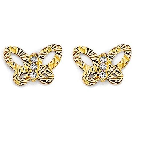 NEW 14K YELLOW GOLD DC BUTTERFLY STUD EARRINGS WITH SCREW BACK: NEW 14K YELLOW GOLD DC BUTTERFLY STUD EARRINGS WITH SCREW BACKDC BUTTERFLY STUD EARRINGS WITH SCREW BACKNEW 14KYELLOW GOLD