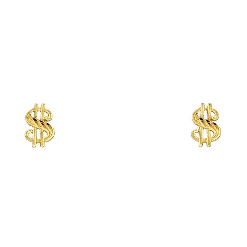 NEW 14K YELLOW GOLD SMALL $ SYMBOL POST EARRINGS (1 of 2)