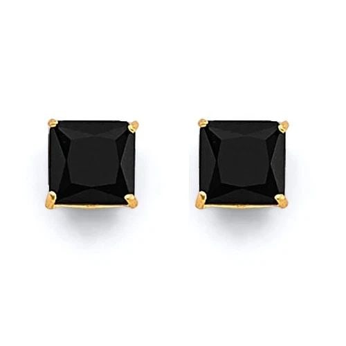 NEW 14K YELLOW GOLD SQUARE 5MM BLACK STUD EARRINGS WITH SCREW BACK: NEW 14K YELLOW GOLD SQUARE 5MM BLACK STUD EARRINGS WITH SCREW BACKSQUARE 5MM BLACK STUD EARRINGS WITH SCREW BACKNEW 14KYELLOW GOLD