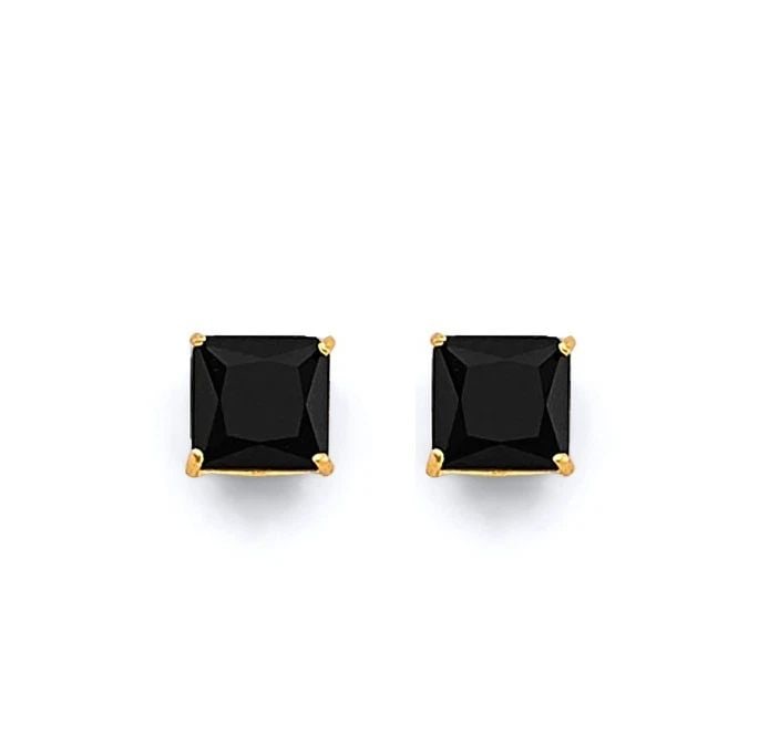 NEW 14K YELLOW GOLD SQUARE 5MM BLACK STUD EARRINGS WITH SCREW BACK: NEW 14K YELLOW GOLD SQUARE 5MM BLACK STUD EARRINGS WITH SCREW BACKSQUARE 5MM BLACK STUD EARRINGS WITH SCREW BACKNEW 14KYELLOW GOLD