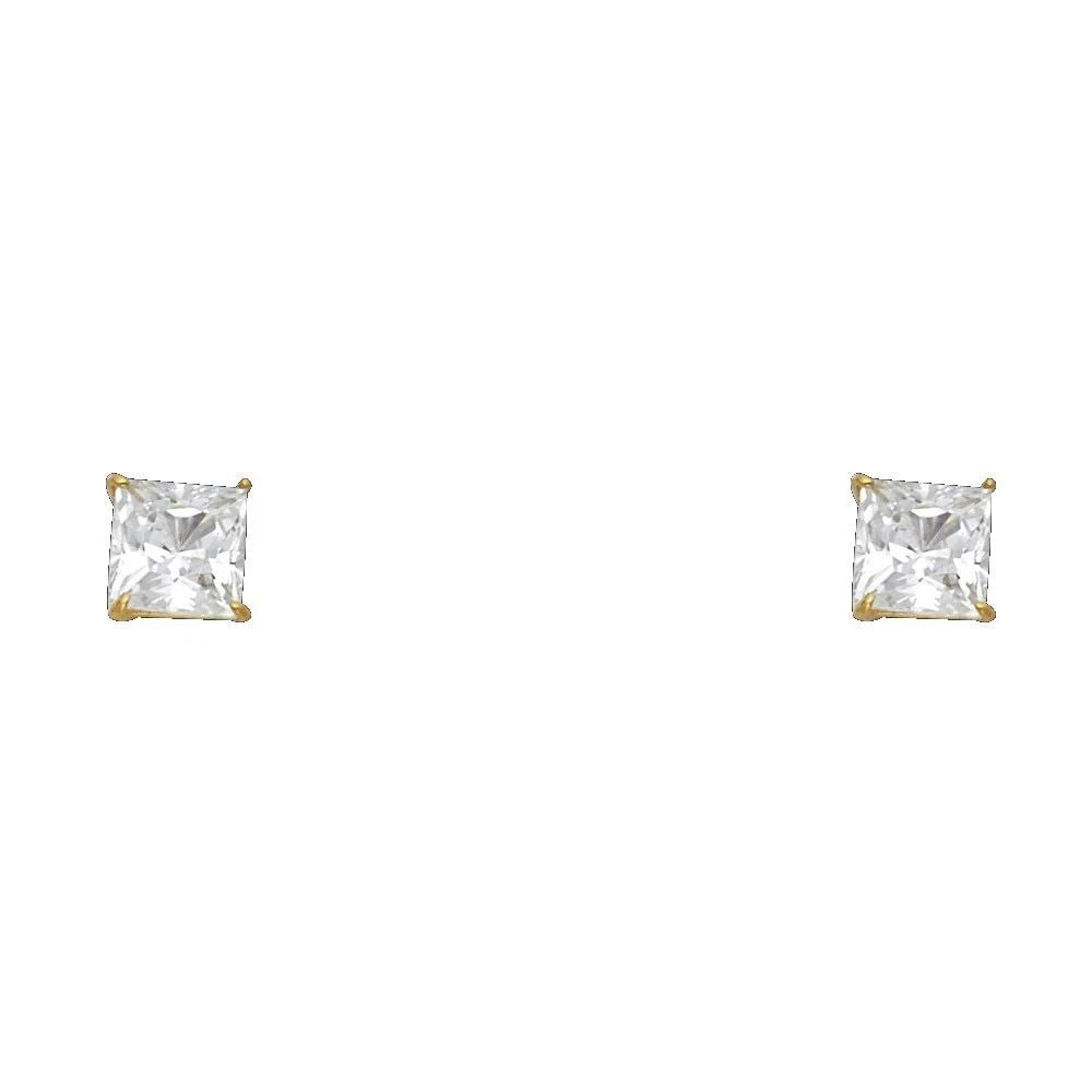 NEW 14K YELLOW GOLD 5MM SQUARE BASKET SCREW BACK STUD EARRINGS (1 of 2)
