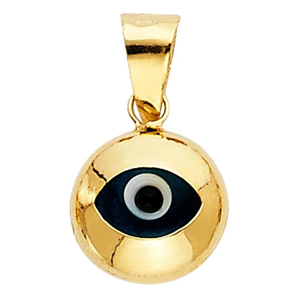 NEW 14K YELLOW GOLD EVIL EYE PENDANT (PT455): NEW 14K YELLOW GOLD EVIL EYE PENDANT (PT455)EVIL EYE PENDANT (PT455)NEW 14KYELLOW GOLDHeight : 10.5 mmWidth : 10 mmApx. WEIGHT : 0.6g
