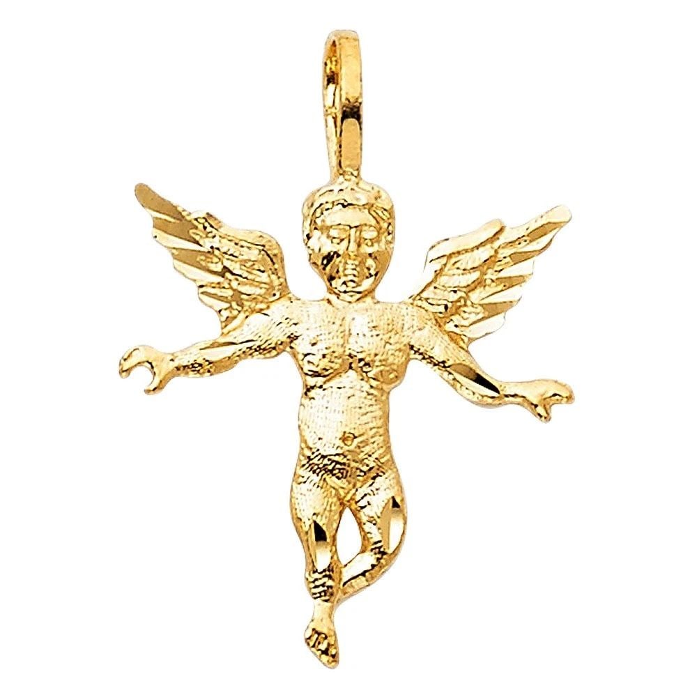 NEW 14K YELLOW GOLD ANGEL PENDANT: NEW 14K YELLOW GOLD ANGEL PENDANTANGEL PENDANTNEW 14KYELLOW GOLDHeight : 18 mmWidth : 17 mmApx. WEIGHT : 0.6g