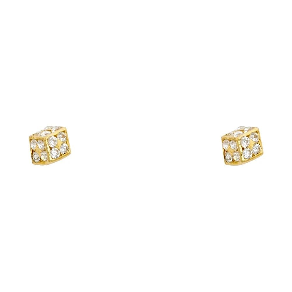 NEW 14K YELLOW GOLD SMALL DICE STUD EARRINGS (1 of 2)