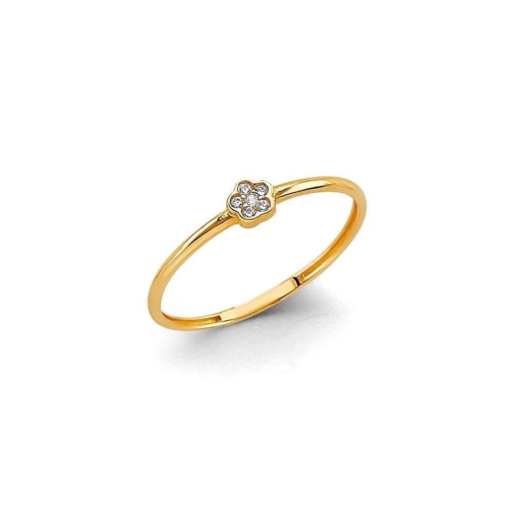 NEW 14K YELLOW GOLD ENAMEL FLOWER STACKABLE RING -SIZE 7: NEW 14K YELLOW GOLD ENAMEL FLOWER STACKABLE RINGENAMEL FLOWER STACKABLE RINGNEW 14KYELLOW GOLDWIDTH :WEIGHT : 0.7g