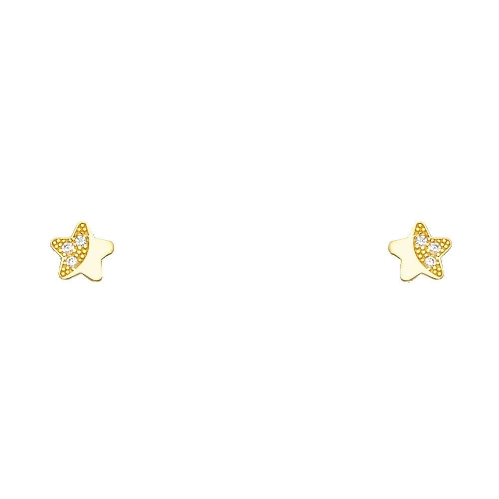 NEW 14K YELLOW GOLD STAR STUD EARRINGS WITH SCREW BACK: NEW 14K YELLOW GOLD STAR STUD EARRINGS WITH SCREW BACKSTAR STUD EARRINGS WITH SCREW BACKNEW 14KYELLOW GOLD