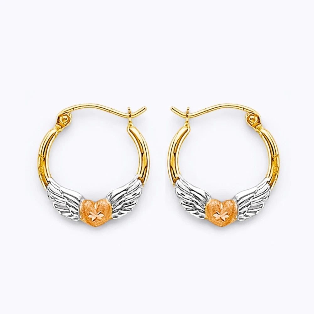 NEW 14K TRI COLOR GOLD SMALL HUGGIES EARRINGS (1 of 2)