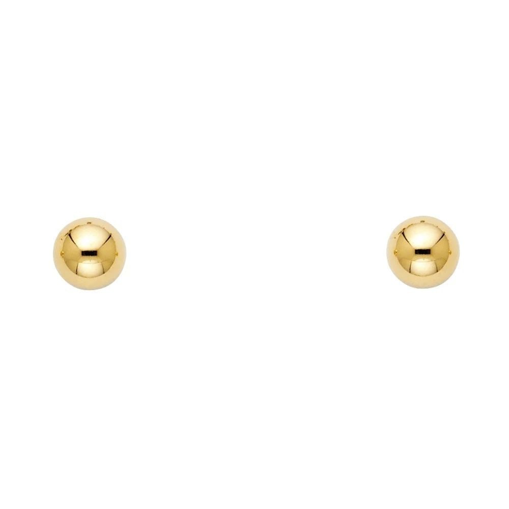 NEW 14K YELLOW GOLD 6MM POST BALL EARRINGS (1 of 2)