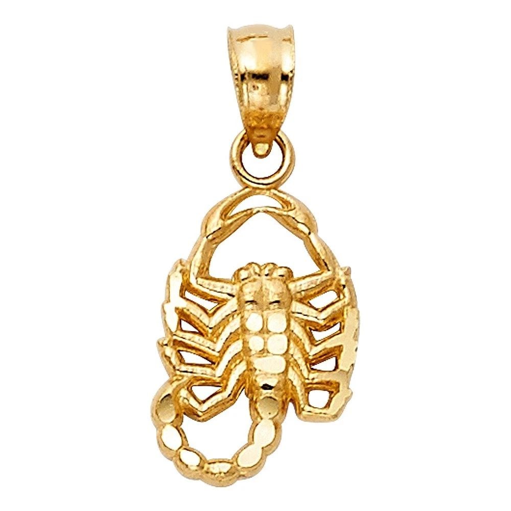 NEW 14K YELLOW GOLD SCORPION PENDANT: NEW 14K YELLOW GOLD SCORPION PENDANTSCORPION PENDANTNEW 14KYELLOW GOLDHeight : 13 mmWidth : 9 mmApx. WEIGHT : 0.6g