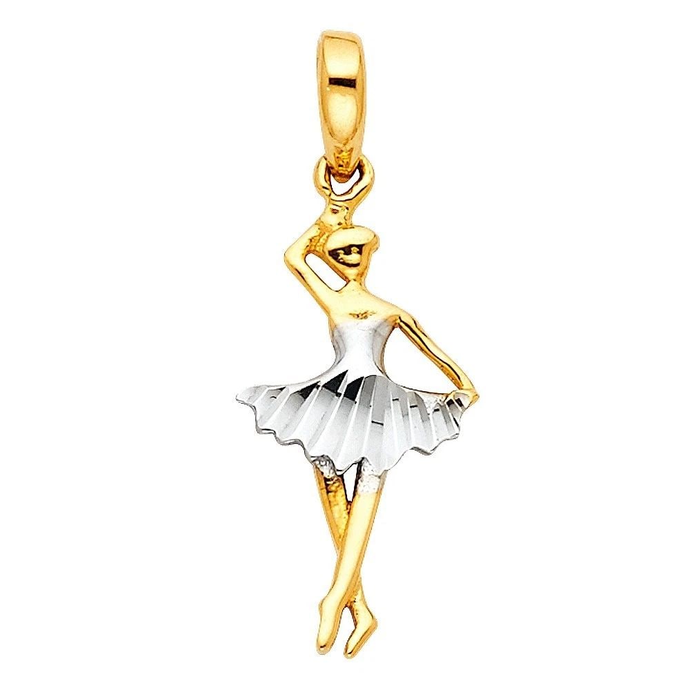 NEW 14K TWO TONE GOLD BALLERINA PENDANT: NEW 14K TWO TONE GOLD BALLERINA PENDANTBALLERINA PENDANTNEW 14KTWO TONE GOLDHeight : 18 mmWidth : 10 mmApx. WEIGHT : 0.6g