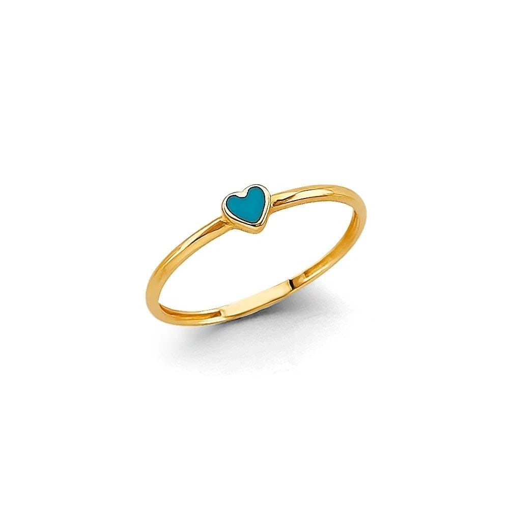 NEW 14K YELLOW GOLD ENAMEL HEART STACKABLE RING: NEW 14K YELLOW GOLD ENAMEL HEART STACKABLE RINGENAMEL HEART STACKABLE RINGNEW 14KYELLOW GOLDWIDTH :WEIGHT : 0.7g